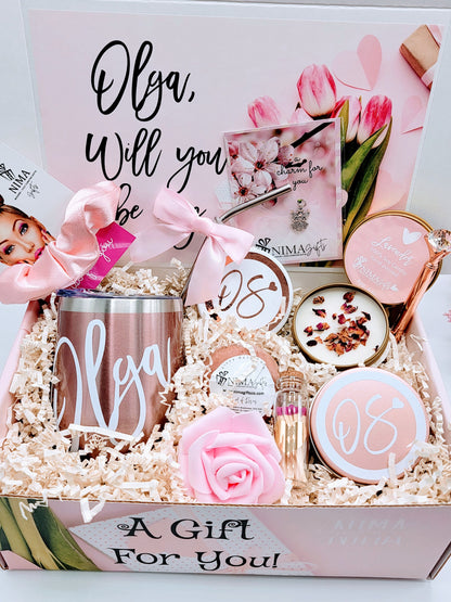 Godmother Proposal Gift Box with Wine Tumbler and Custom Scratch Off Card, Will You be my Godmother Basket, God Parents Proposal Gift-GMPB01