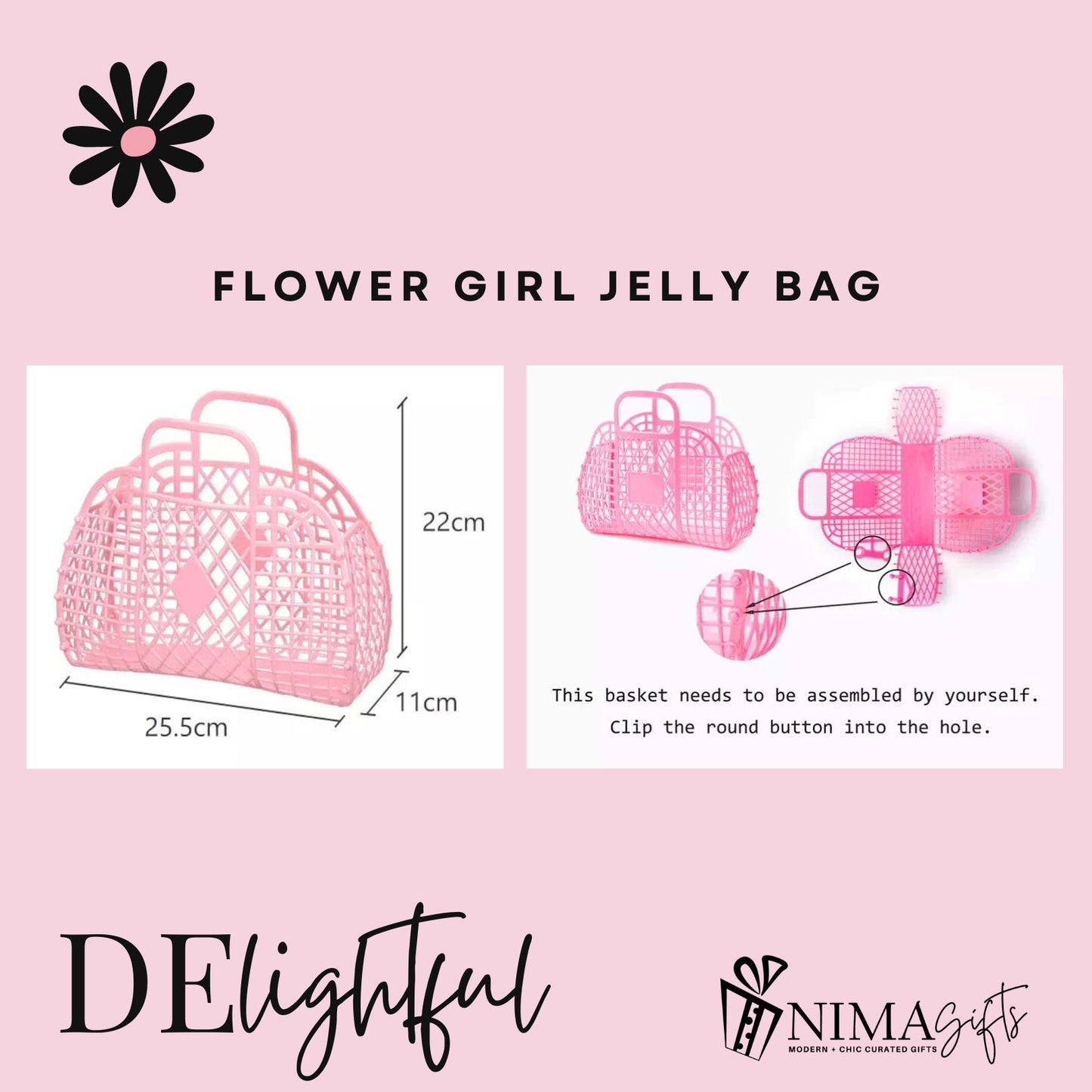 Personalized Beige Flower Girl Jelly Bag | Custom Name Clutch for Flower Girl Gift - FGJB3