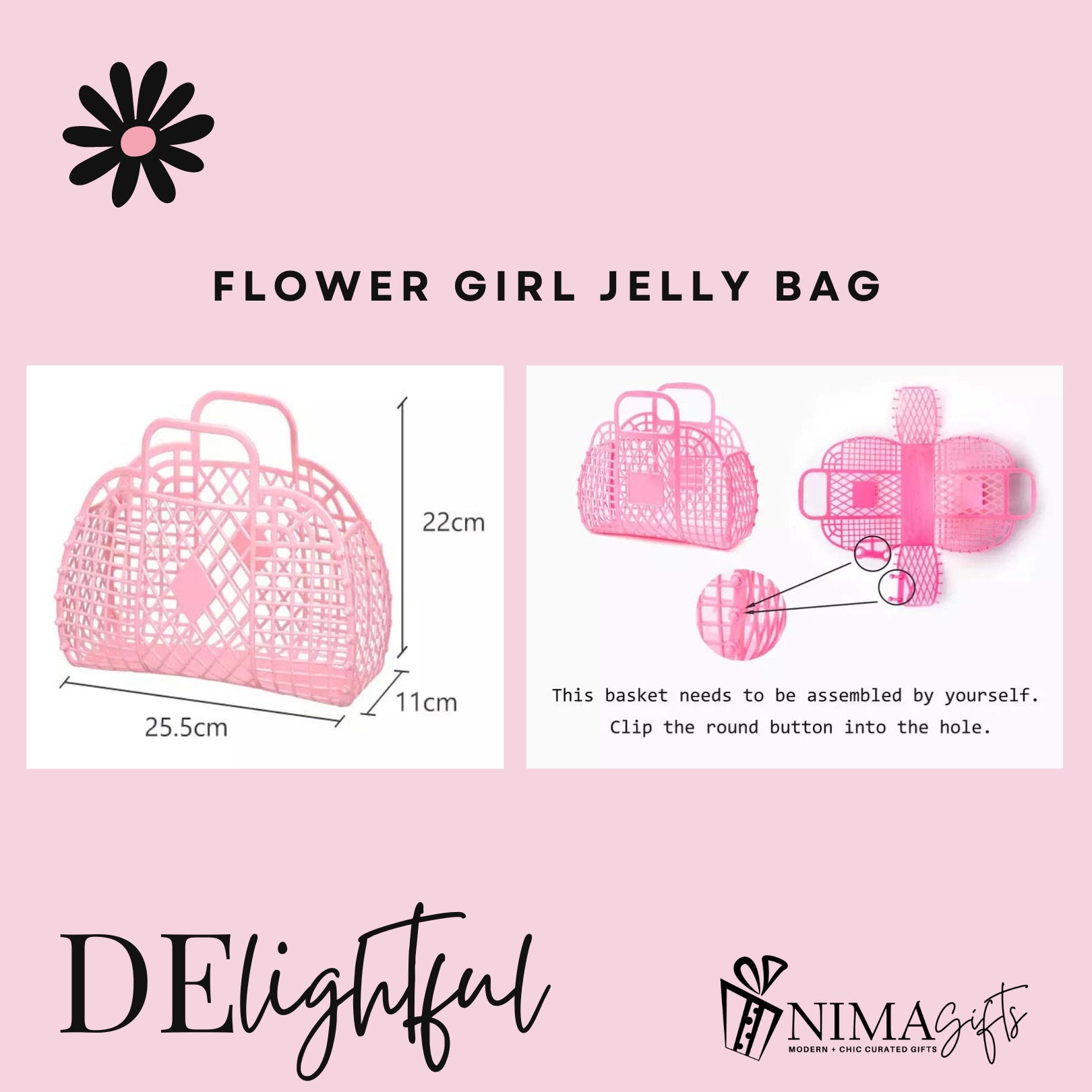 Personalized Beige Flower Girl Jelly Bag | Custom Name Clutch for Flower Girl Gift - FGJB3
