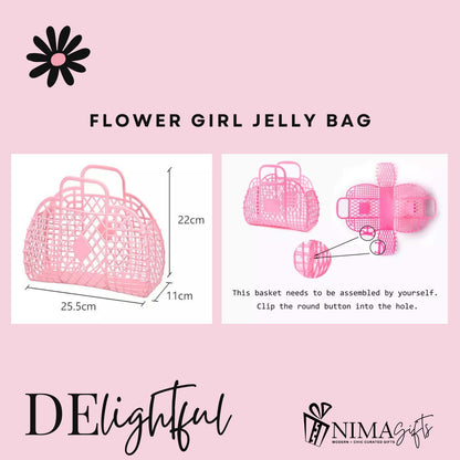 Personalized Beige Flower Girl Jelly Bag | Custom Name Clutch for Flower Girl Gift - FGJB3
