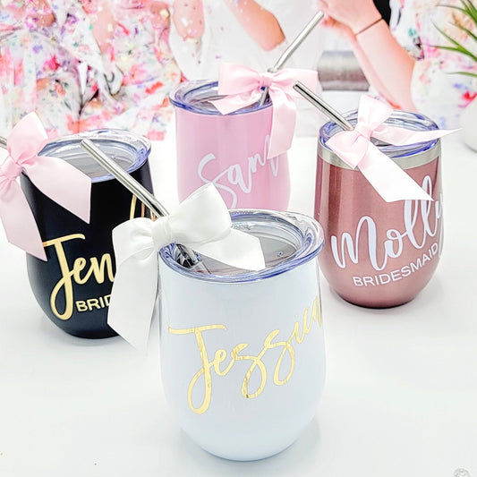 Personalized Wine Tumbler, Bridesmaid Gift, Bridesmaid Proposal, Personalized Wine Glasses, Custom Wine Glasses, Custom Wine Tumbler-BDWT001