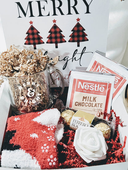 Personalized Christmas gift box for women by NiMA Gifts, cozy holiday gift set perfect for mom, BFF, or coworker.