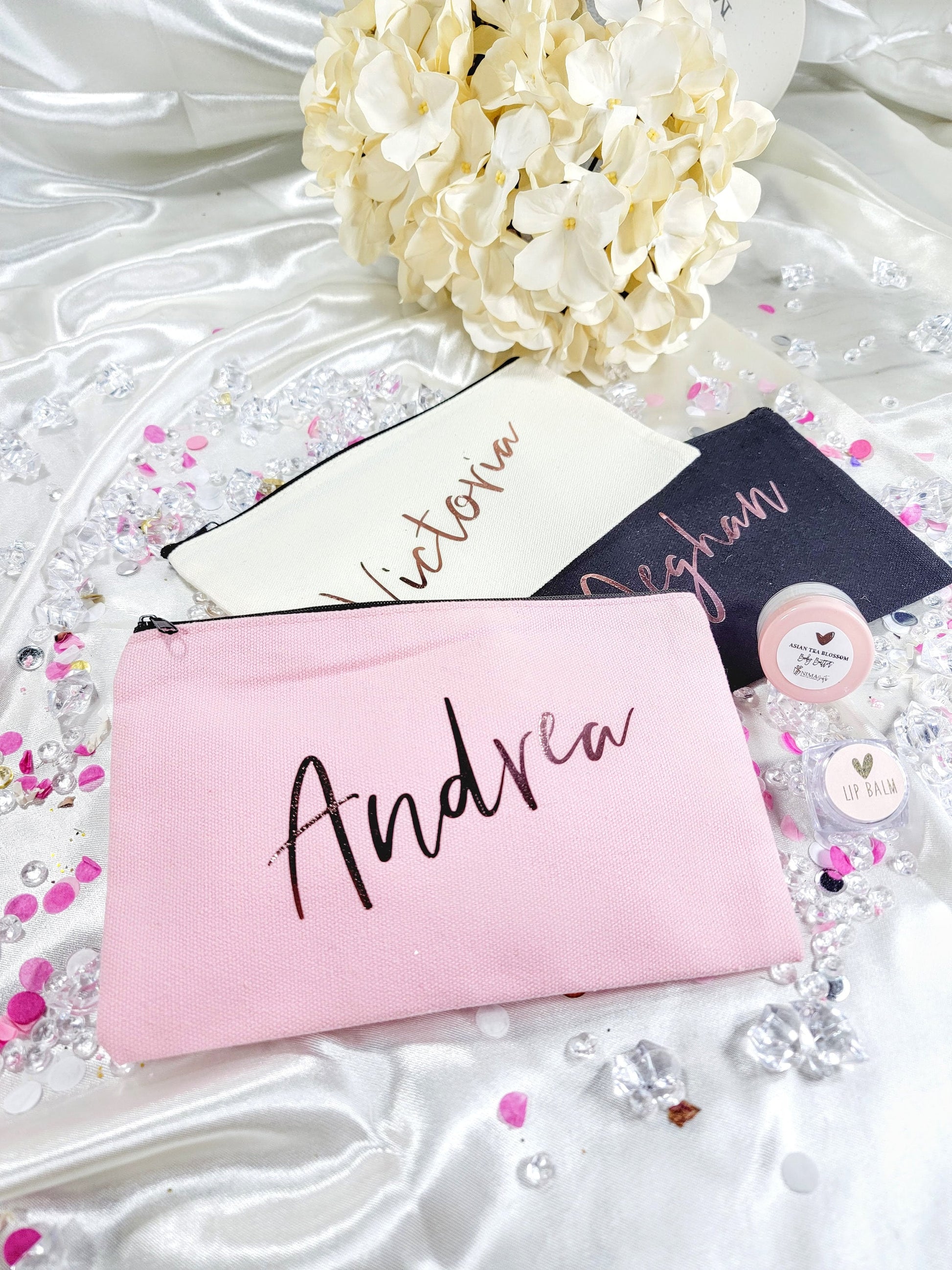 MakeUp Bag Make Up Bag Bridesmaid Make Up Bag with Name Birthday Gift Ideas for Her Personalized - BRGMUB001