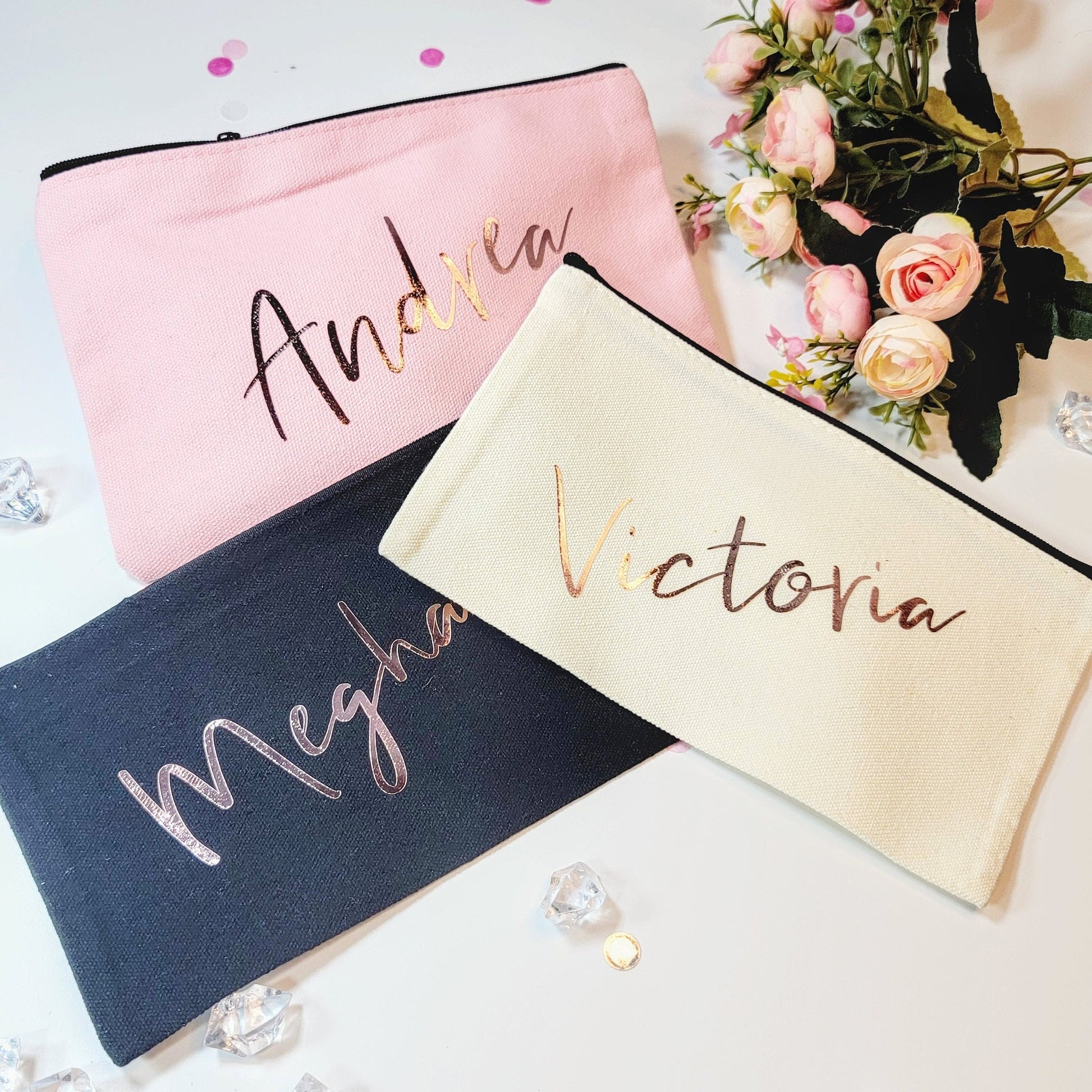 MakeUp Bag Make Up Bag Bridesmaid Make Up Bag with Name Birthday Gift Ideas for Her Personalized - BRGMUB001