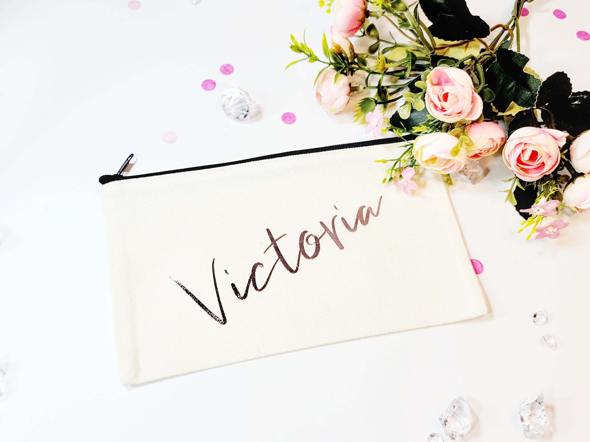 MakeUp Bag Make Up Bag Bridesmaid Make Up Bag with Name Birthday Gift Ideas for Her Personalized - BRGMUB001