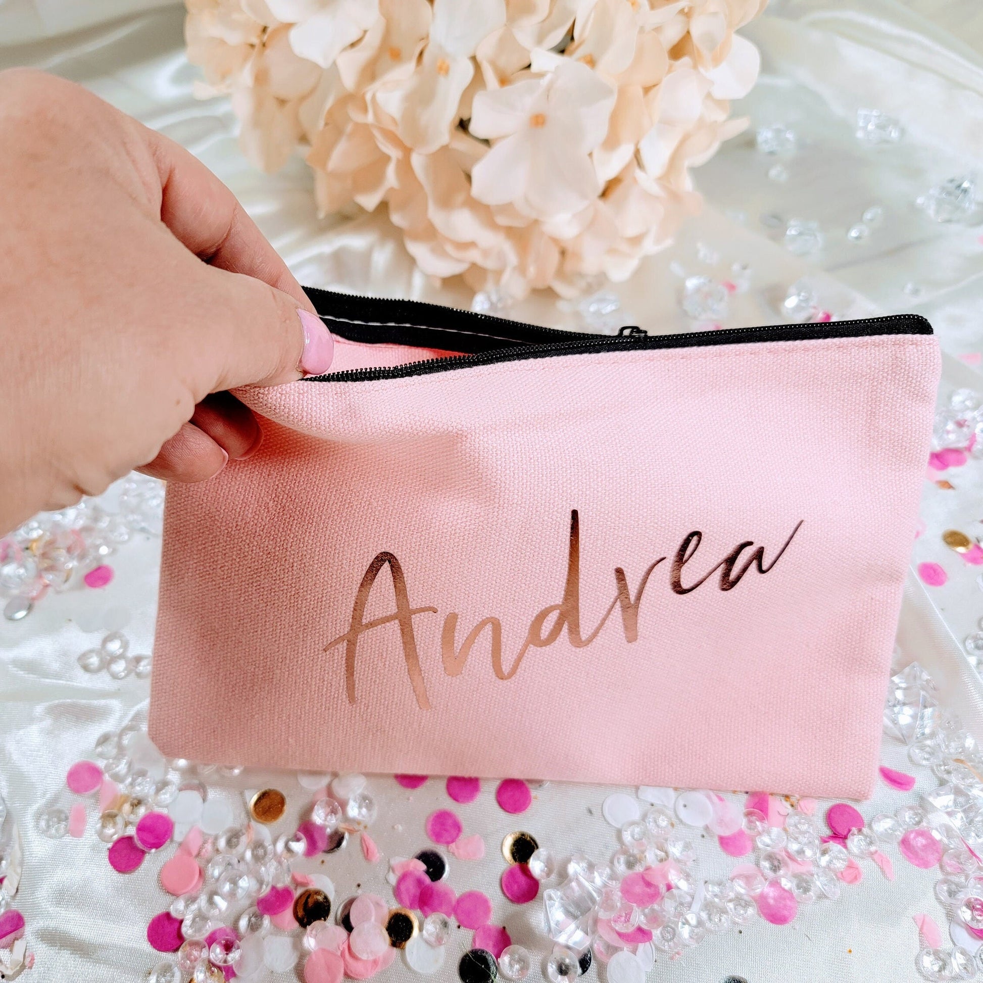 MakeUp Bag Make Up Bag Bridesmaid Make Up Bag with Name Birthday Gift Ideas for Her Personalized - BRGMUB001
