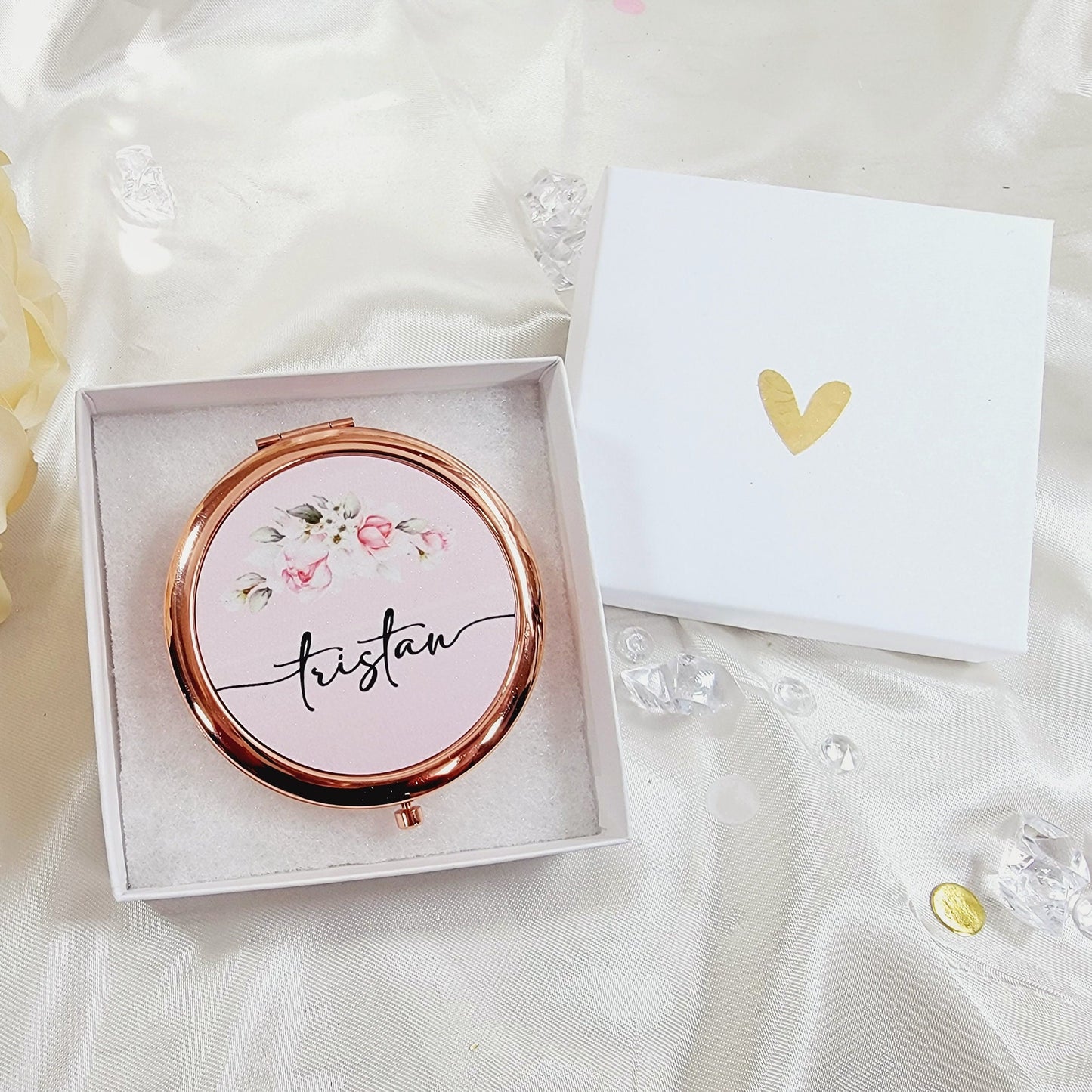 Personalized Flower Girl Compact Mirror | Monogram Mirror for Junior Bridesmaid - FGCM01