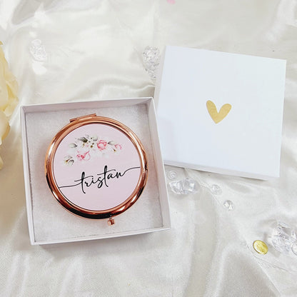 Personalized Flower Girl Compact Mirror | Monogram Mirror for Junior Bridesmaid - FGCM01