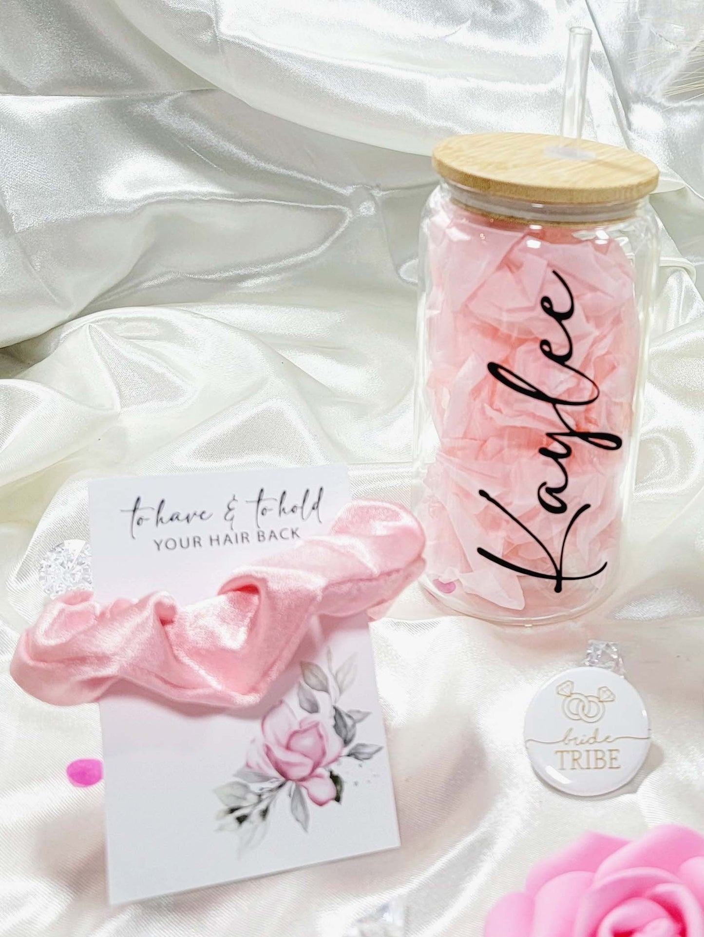 Personalized Iced Coffee Cup | Glass Can Soda Cup with Lid and Straw | Bridesmaid Gift | NIMA Gifts - BMPB033A