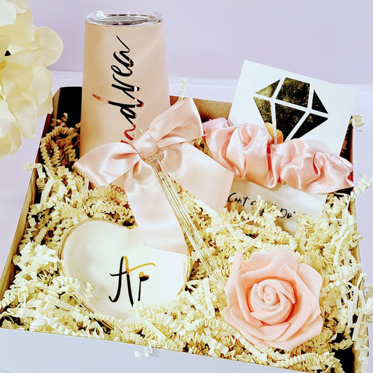 proposal box, bridesmaid proposal, will you be my, bridesmaid, bridesmaid gift box, maid of honor, matron of honor, bridesmaid tumbler, gold, bridesmaid box, pink blush, boho bridesmaid, blush champagne flute with lid and straw, NIMAGifts, ring dish