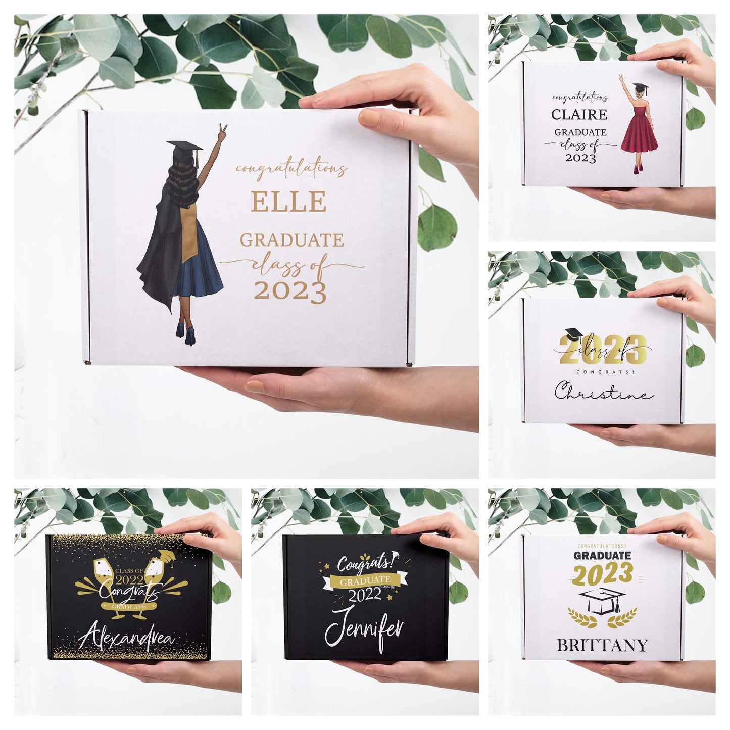 Graduation Gift Box for Her, Champagne Glass, Candle & Sleeping Mask
