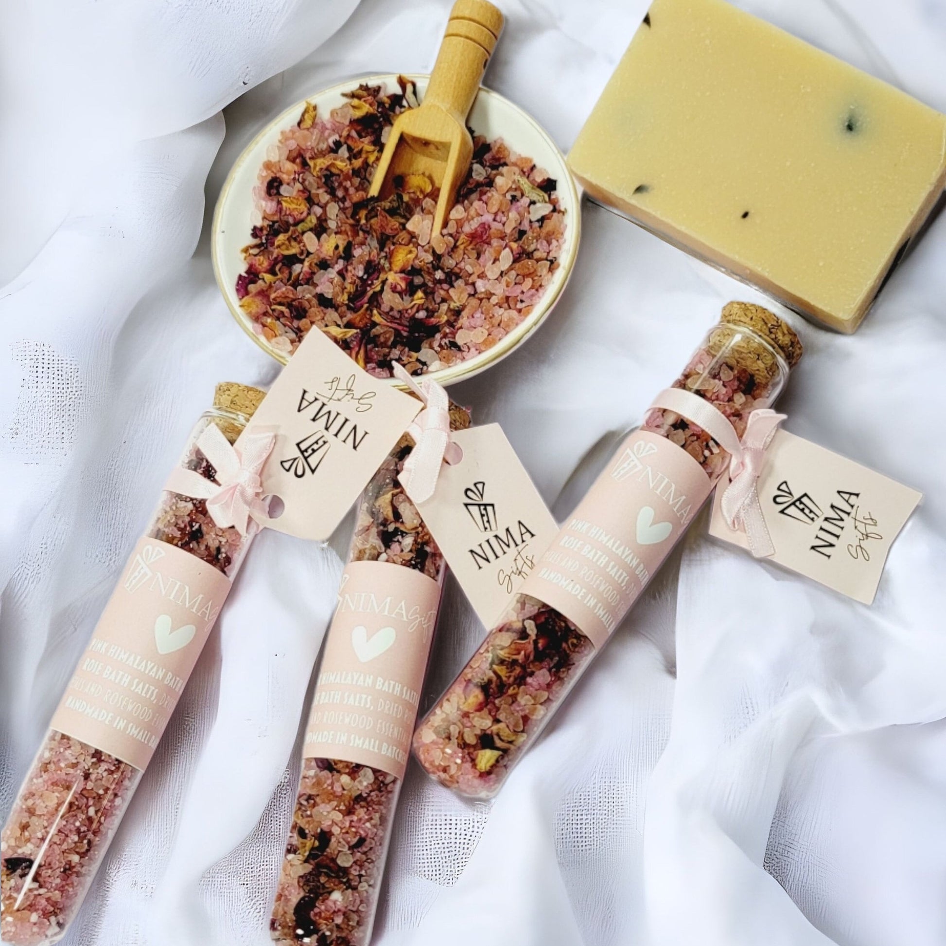 Personalized Bridesmaid Bath Salts Favors (Rose) | Bridal Shower & Wedding Party Gifts (BDGBS01)