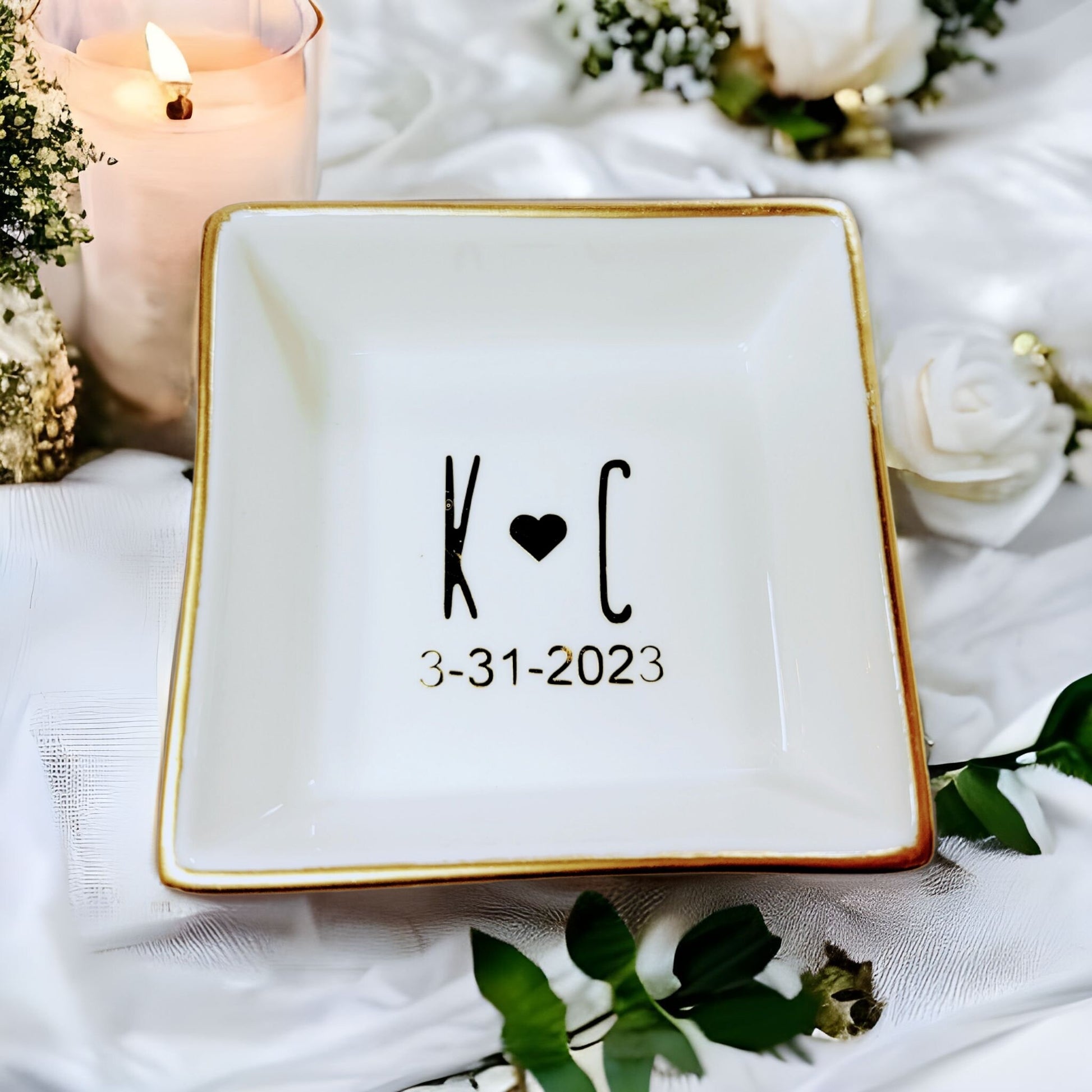 Personalized Ring Dish for Bride, Bridal Shower Gift, Custom Jewelry Dish, Wedding Gift - RD3301