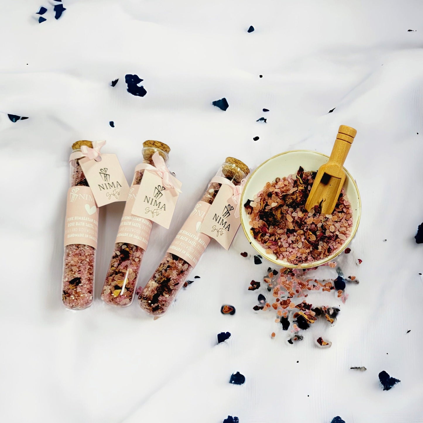 Personalized Bridesmaid Bath Salts Favors (Rose) | Bridal Shower & Wedding Party Gifts (BDGBS01)