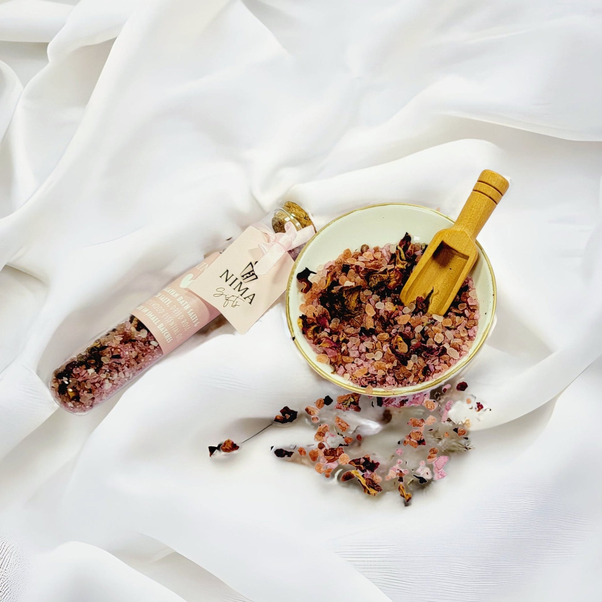 Personalized Bridesmaid Bath Salts Favors (Rose) | Bridal Shower & Wedding Party Gifts (BDGBS01)