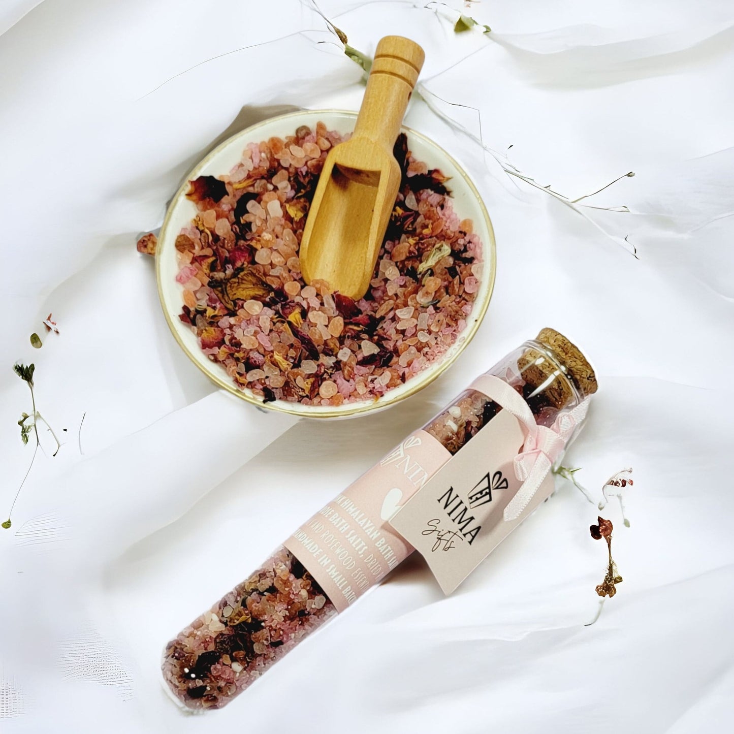 Personalized Bridesmaid Bath Salts Favors (Rose) | Bridal Shower & Wedding Party Gifts (BDGBS01)