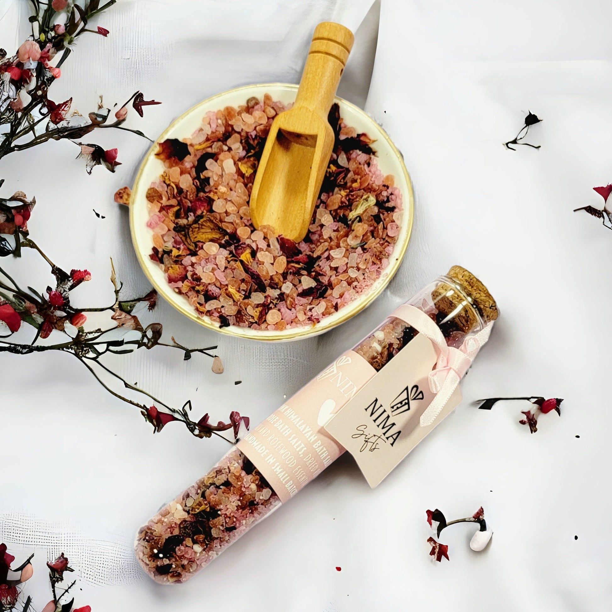 Personalized Bridesmaid Bath Salts Favors (Rose) | Bridal Shower & Wedding Party Gifts (BDGBS01)