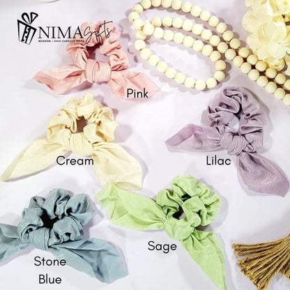 Flower Girl Bow Scrunchie | Satin Hair Tie for Flower Girl & Bridesmaid Proposal Gift - FGHSC02