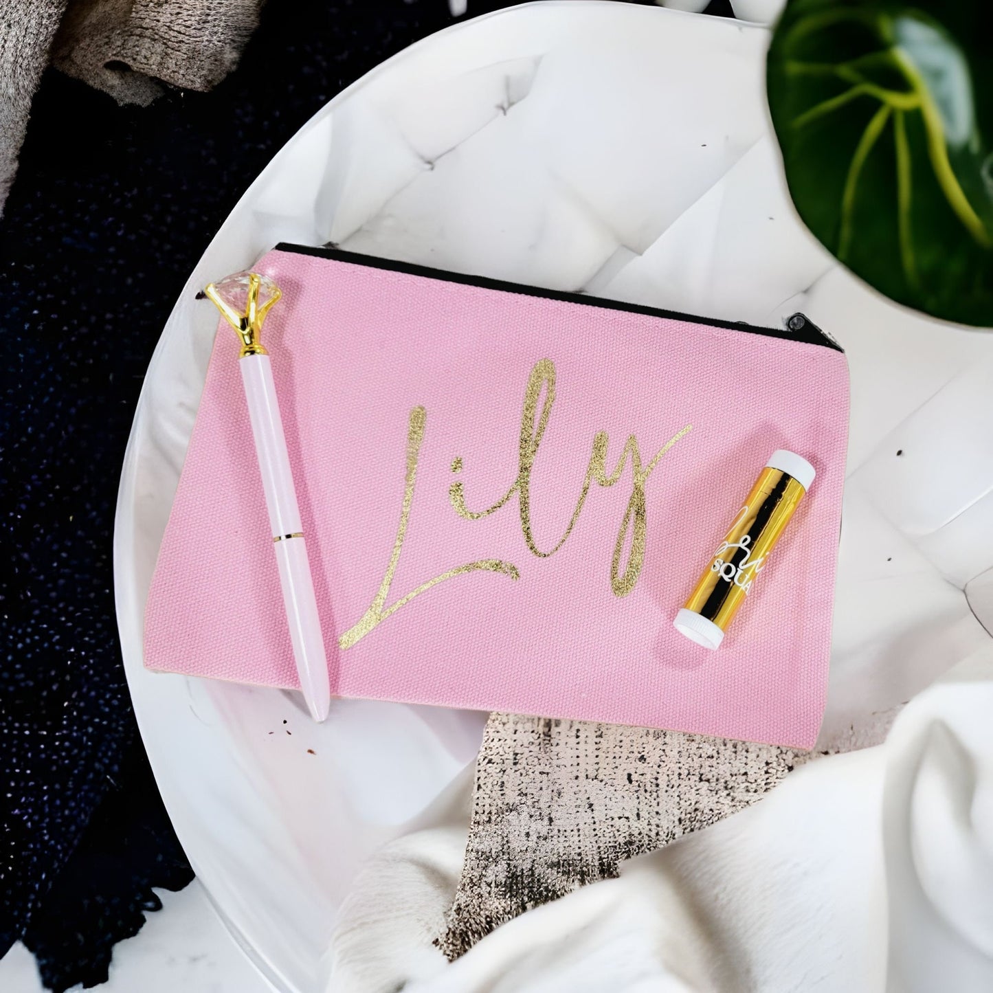 MakeUp Bag Make Up Bag Bridesmaid Make Up Bag with Name Birthday Gift Ideas for Her Personalized - BRGMUB001
