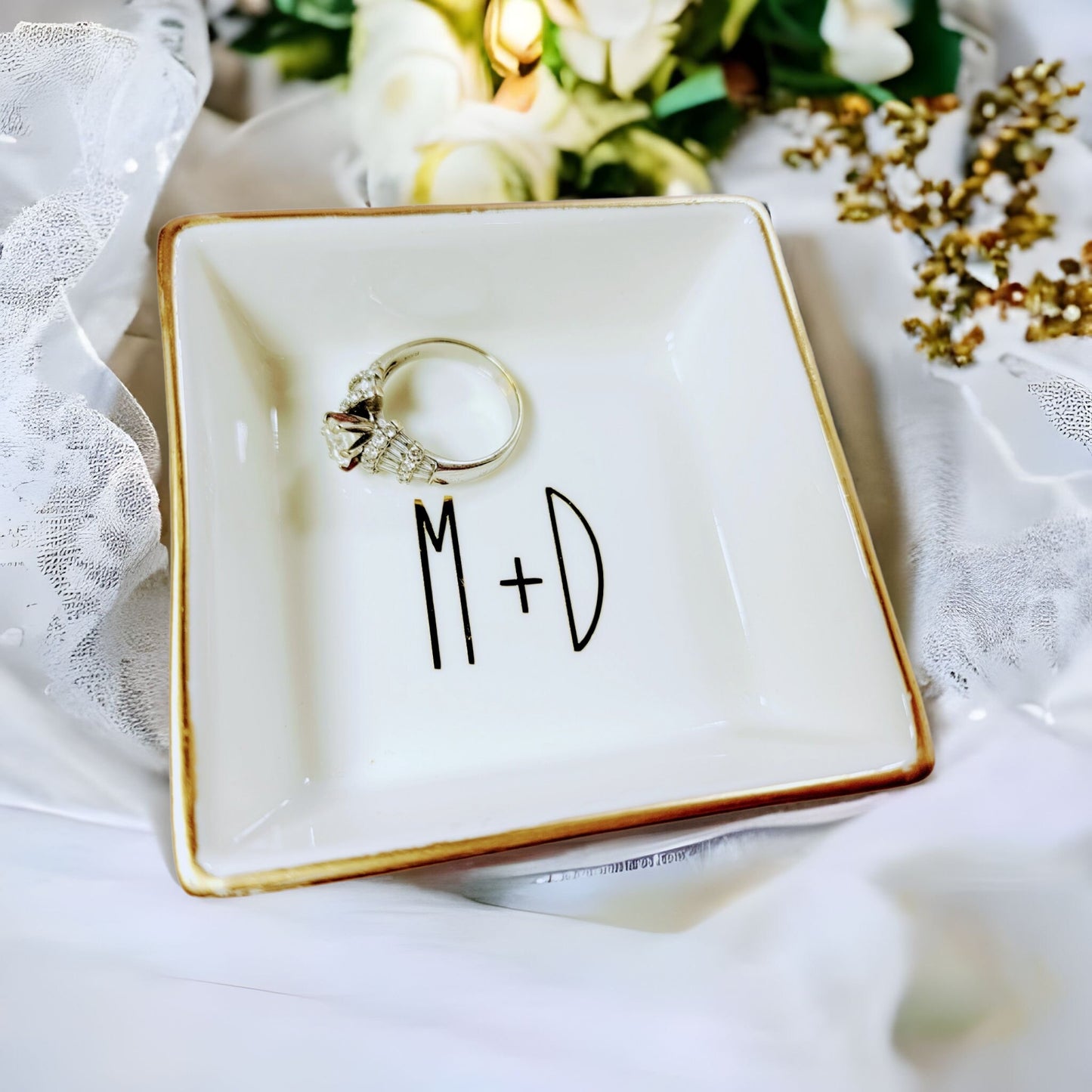 Personalized Ring Dish for Bride, Bridal Shower Gift, Custom Jewelry Dish, Wedding Gift - RD3301