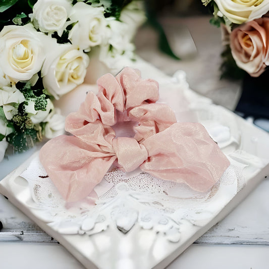 Flower Girl Bow Scrunchie | Satin Hair Tie for Flower Girl & Bridesmaid Proposal Gift - FGHSC02