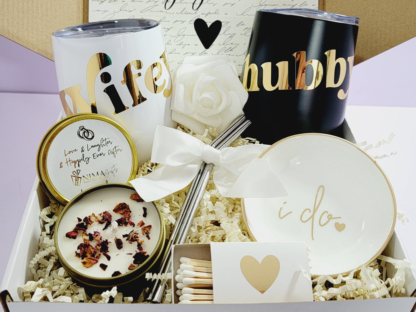 Engagement Gift for Couple, Personalized Engagement Gift Box, Mr and Mrs Gift Set, Custom Gift for Her and Him - EGFC03T