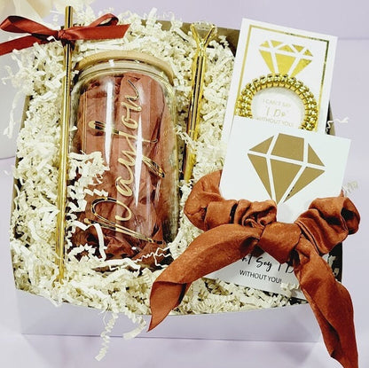 Bridesmaid Proposal Box | Terracotta Will You Be My Bridesmaid Gift Box | Maid of Honor Gift with Glass Tumbler | Boho Fall Wedding