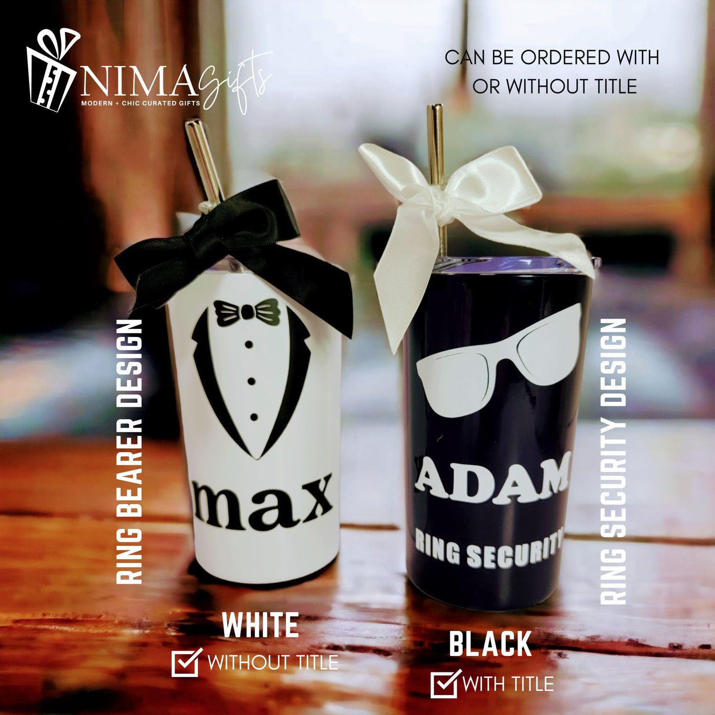 Personalized Flower Girl Tumbler | 12oz Skinny Mini Kids Cup for Flower Girls & Ring Bearers | NIMA Gifts - FGTG001