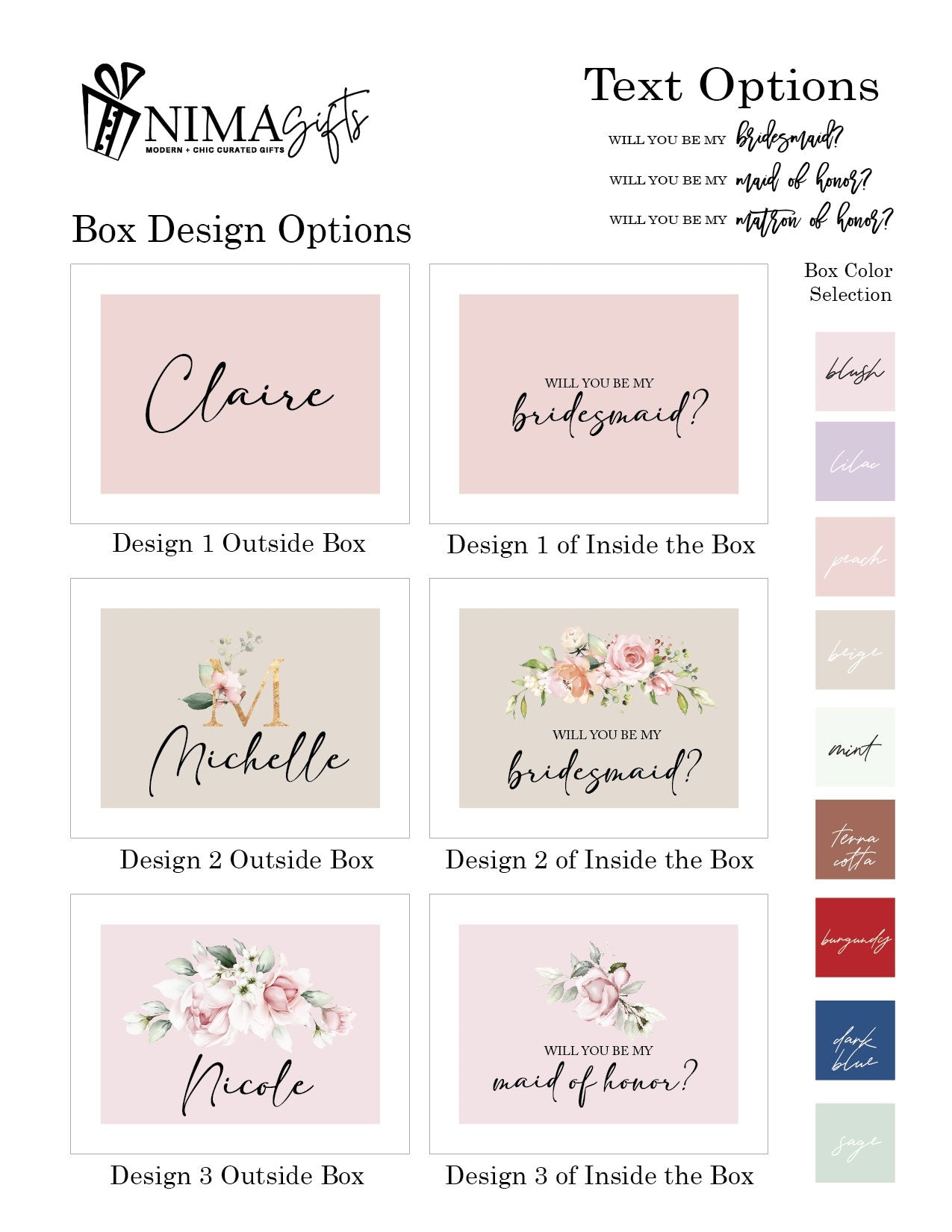 Personalized Flower Girl Proposal Box, Sage Green Gift Set