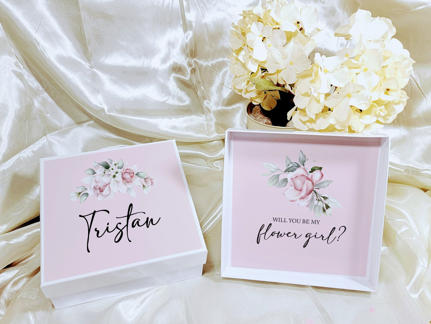 Personalized Flower Girl Proposal Box, Sage Green Gift Set