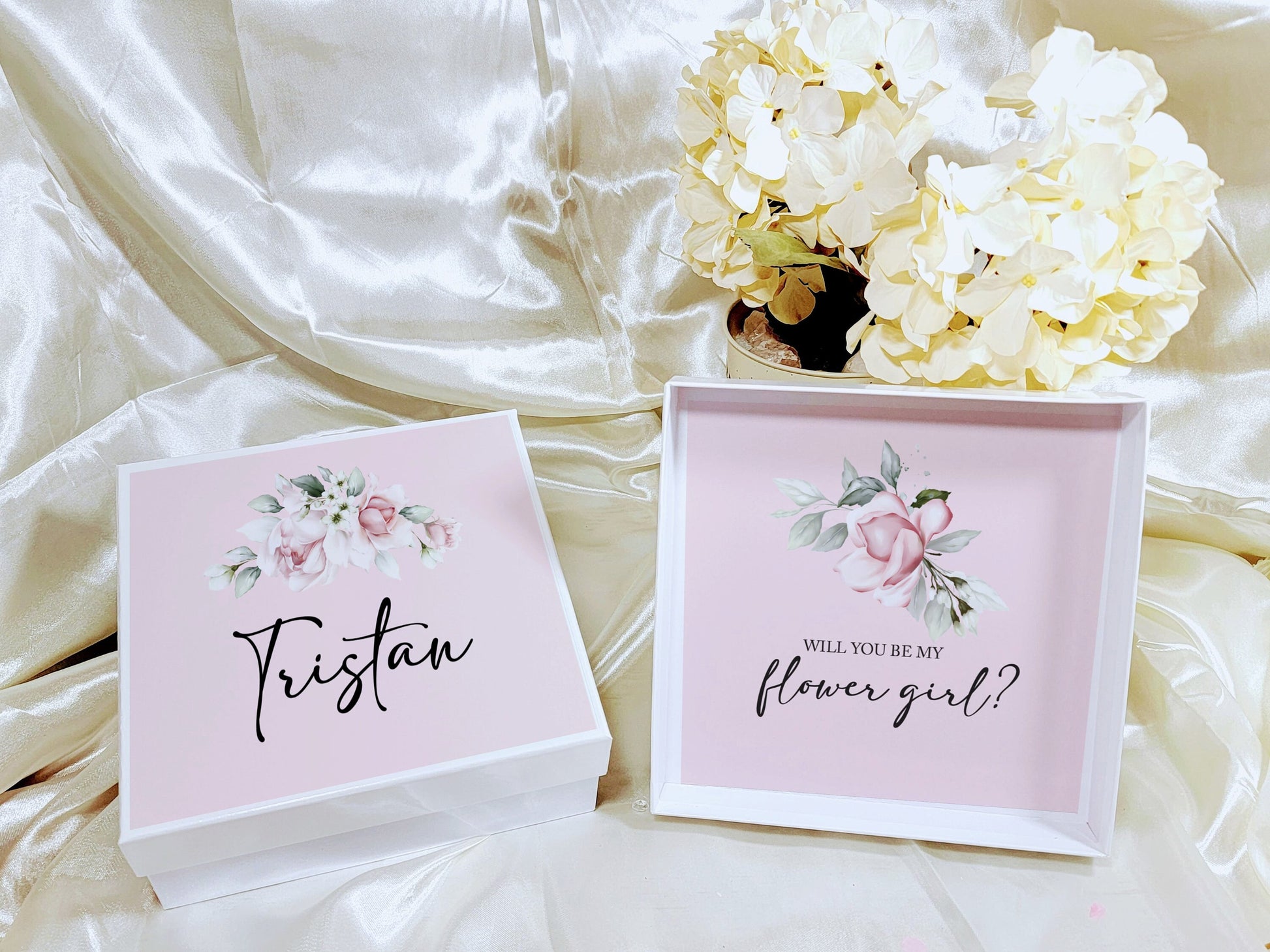 Personalized Flower Girl Proposal Box, Sage Green Gift Set