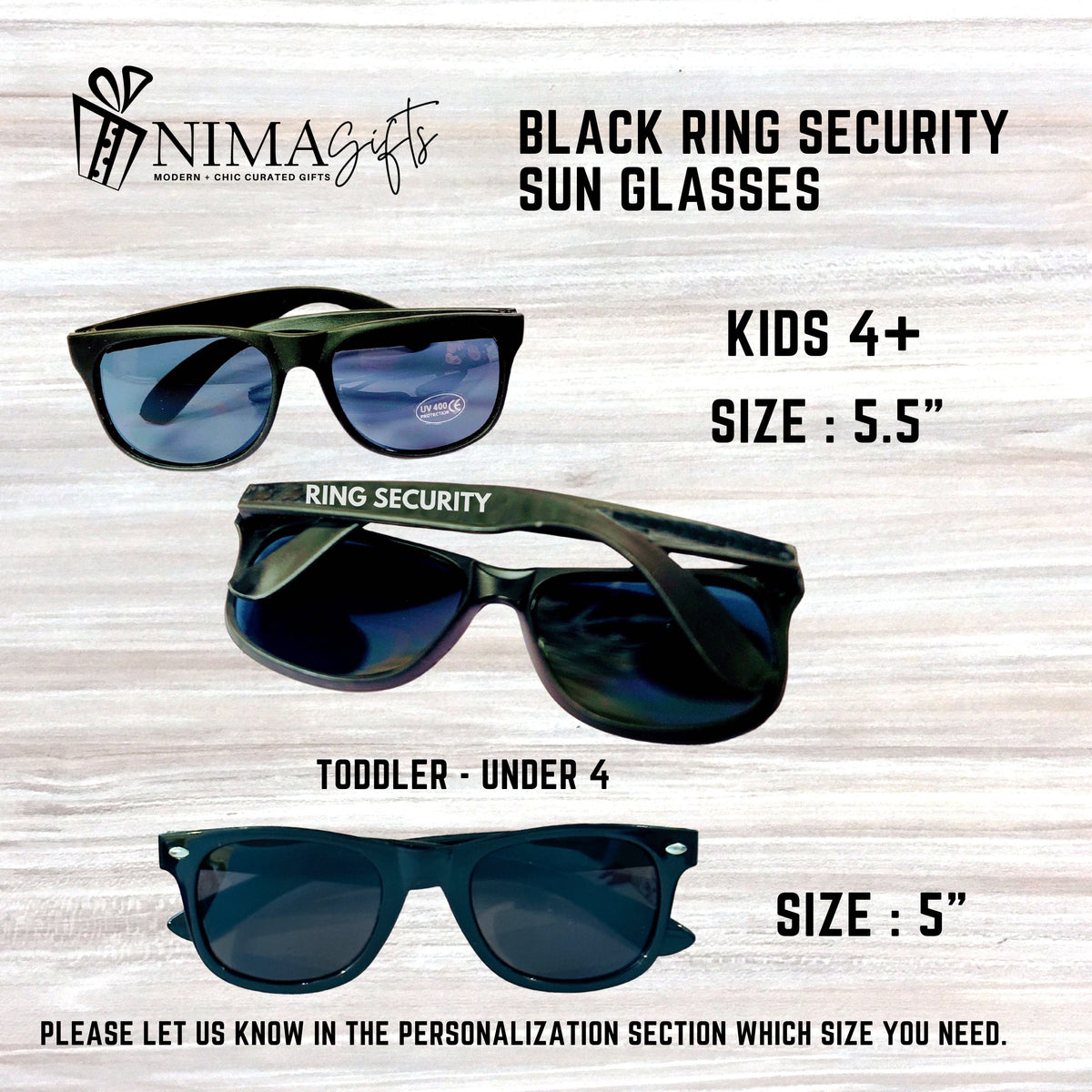 Personalized Ring Bearer Proposal Gift Box | Ring Security Theme with Tumbler, Sunglasses & Bow Tie | NIMA Gifts - RBGB01