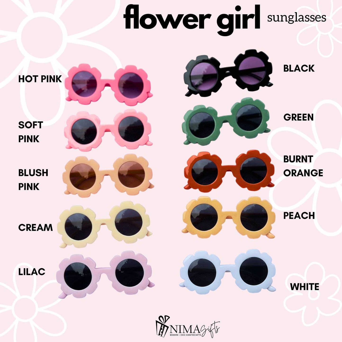 Flower Girl Proposal Box, Retro Flower Girl Gift Set, Flower Girl Sunglasses, Jr Bridesmaid Gift Set, Flower Girl Gift Box-FGGB008