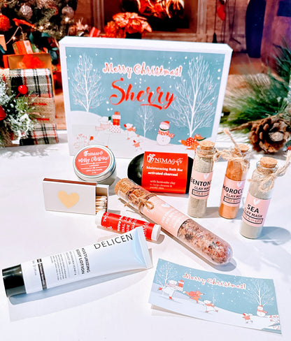Christmas spa gift box for women with skincare and pampering products, perfect holiday gift for best friends and moms