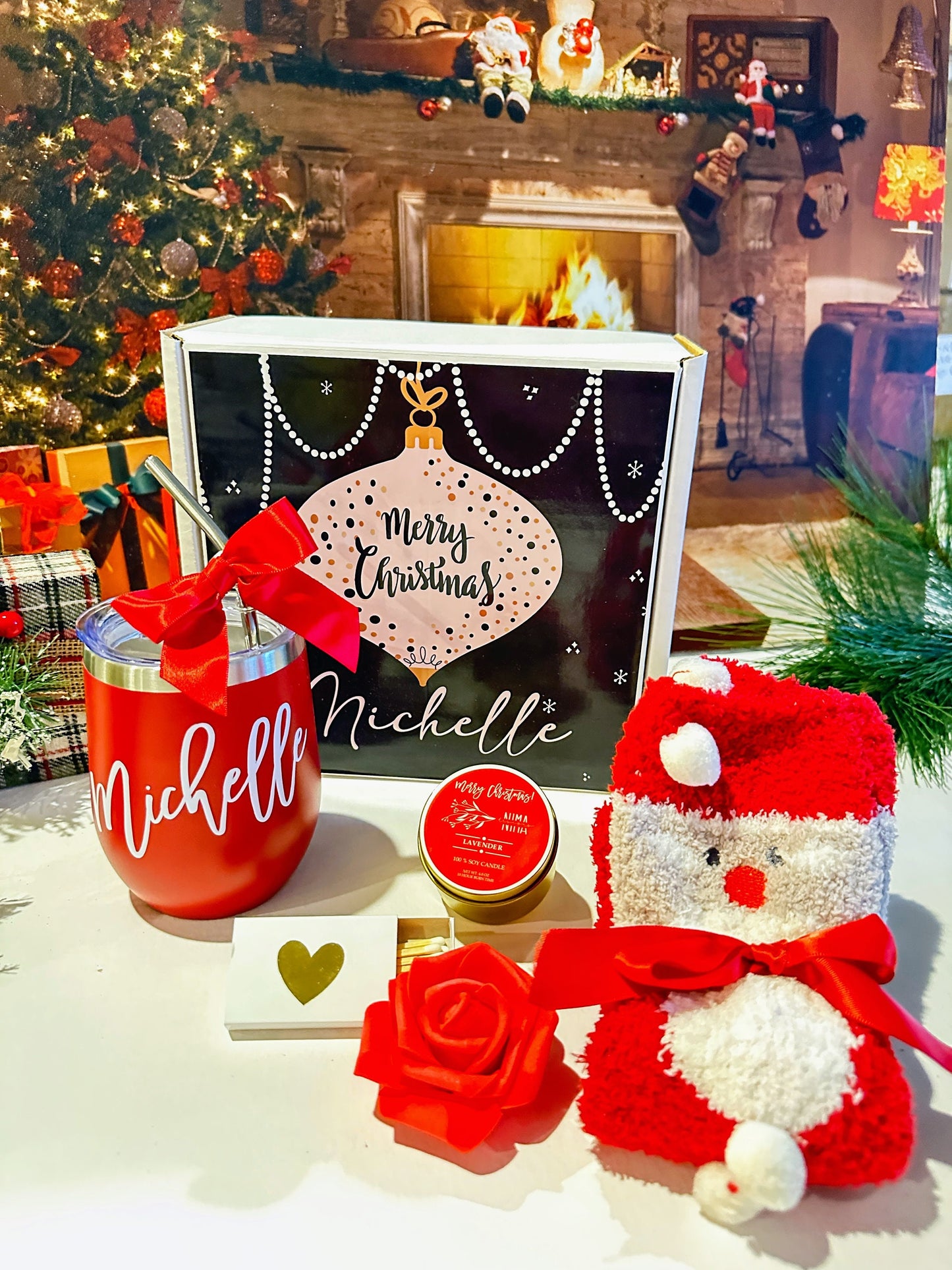 Christmas Gift Box for Women Gift Set, Unique Holiday Gifts for Women, Christmas Gift Basket, Personalized Christmas Gifts for Her-CGB038RED