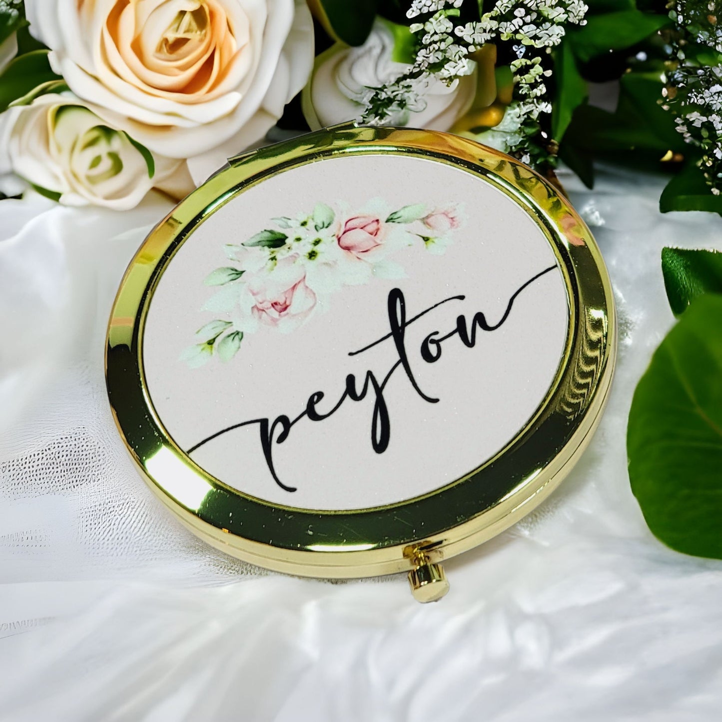 Personalized Flower Girl Compact Mirror | Monogram Mirror for Junior Bridesmaid - FGCM01