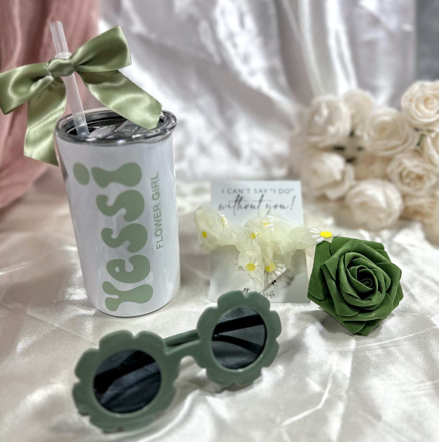 Flower Girl Proposal Box, Retro Flower Girl Gift Set, Flower Girl Sunglasses, Jr Bridesmaid Gift Set, Flower Girl Gift Box-FGGB008