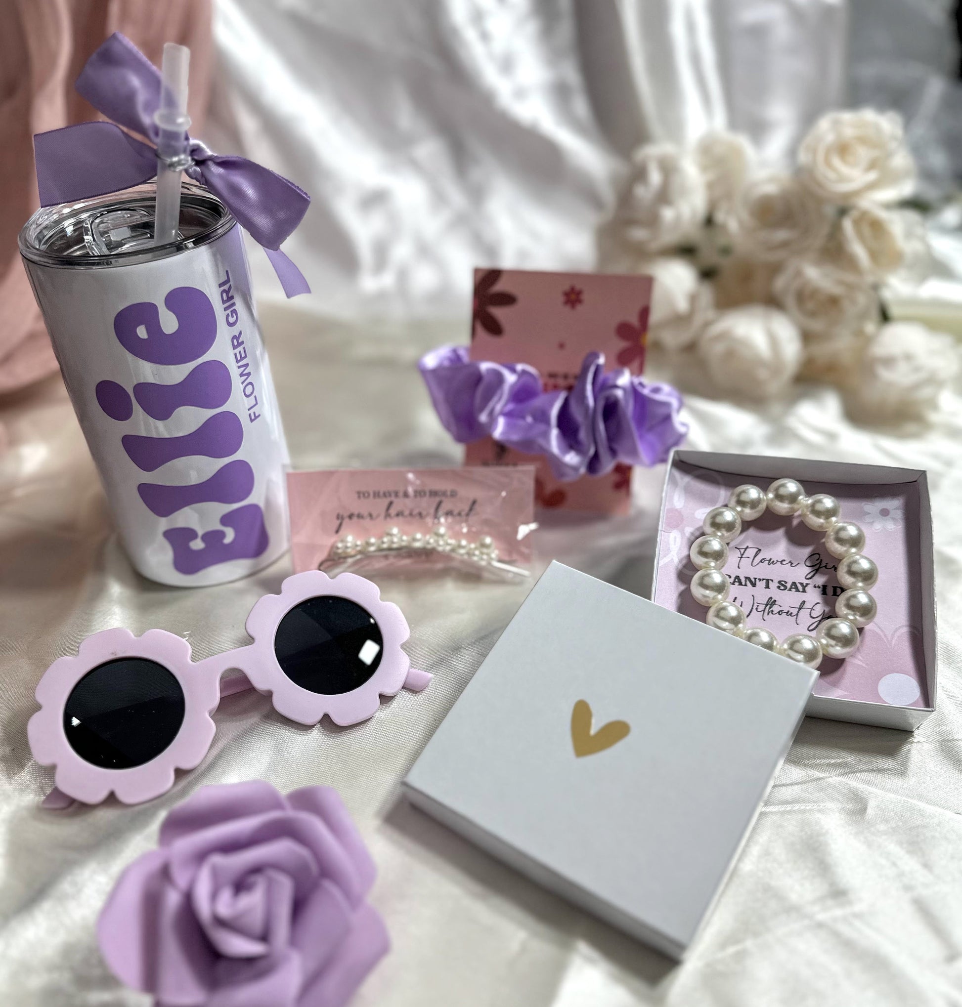 Flower Girl Proposal Box, Retro Flower Girl Gift Set, Flower Girl Sunglasses, Jr Bridesmaid Gift Set, Flower Girl Gift Box-FGGB008
