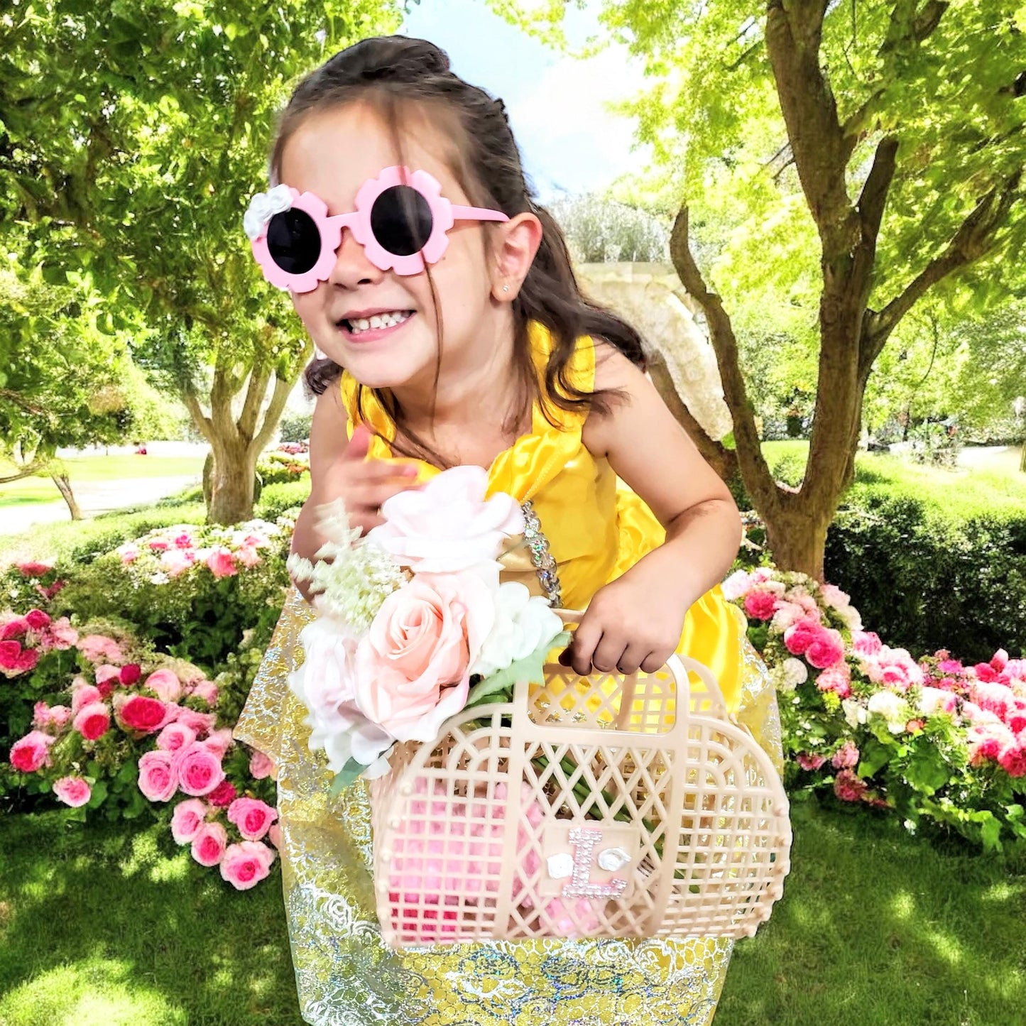 Personalized Beige Flower Girl Jelly Bag | Custom Name Clutch for Flower Girl Gift - FGJB3