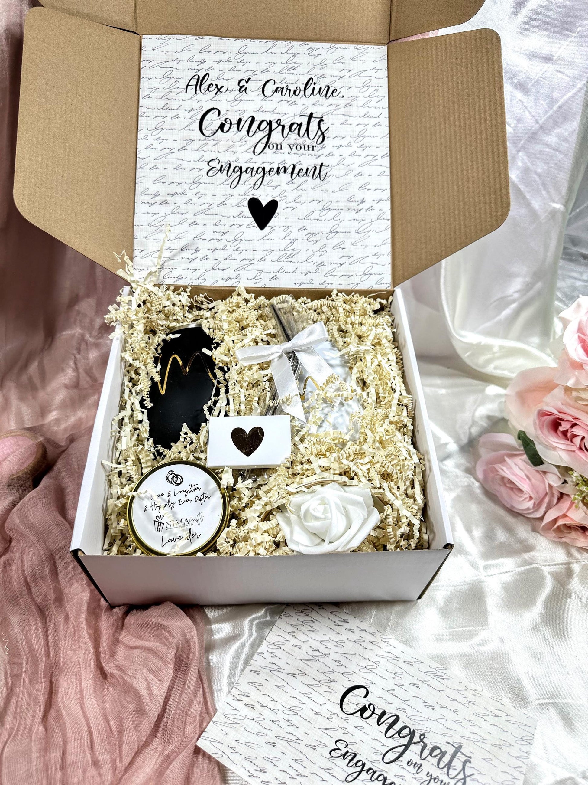 Engagement Gift for Couple, Personalized Engagement Gift Box, Mr and Mrs Gift Set, Custom Gift for Her and Him - EGFC03T