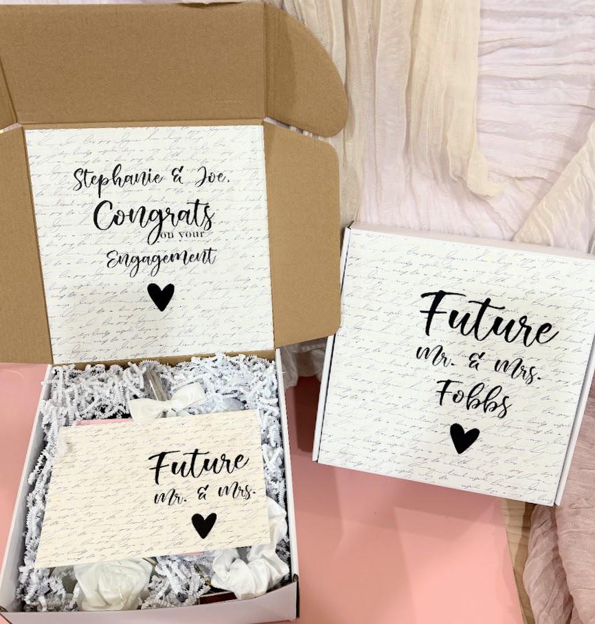 Engagement Gift for Couple, Personalized Engagement Gift Box, Mr and Mrs Gift Set, Custom Gift for Her and Him - EGFC03T