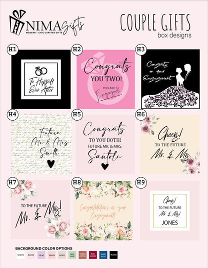 NIMA Gifts box design selections for congratulation on your engagement for couples