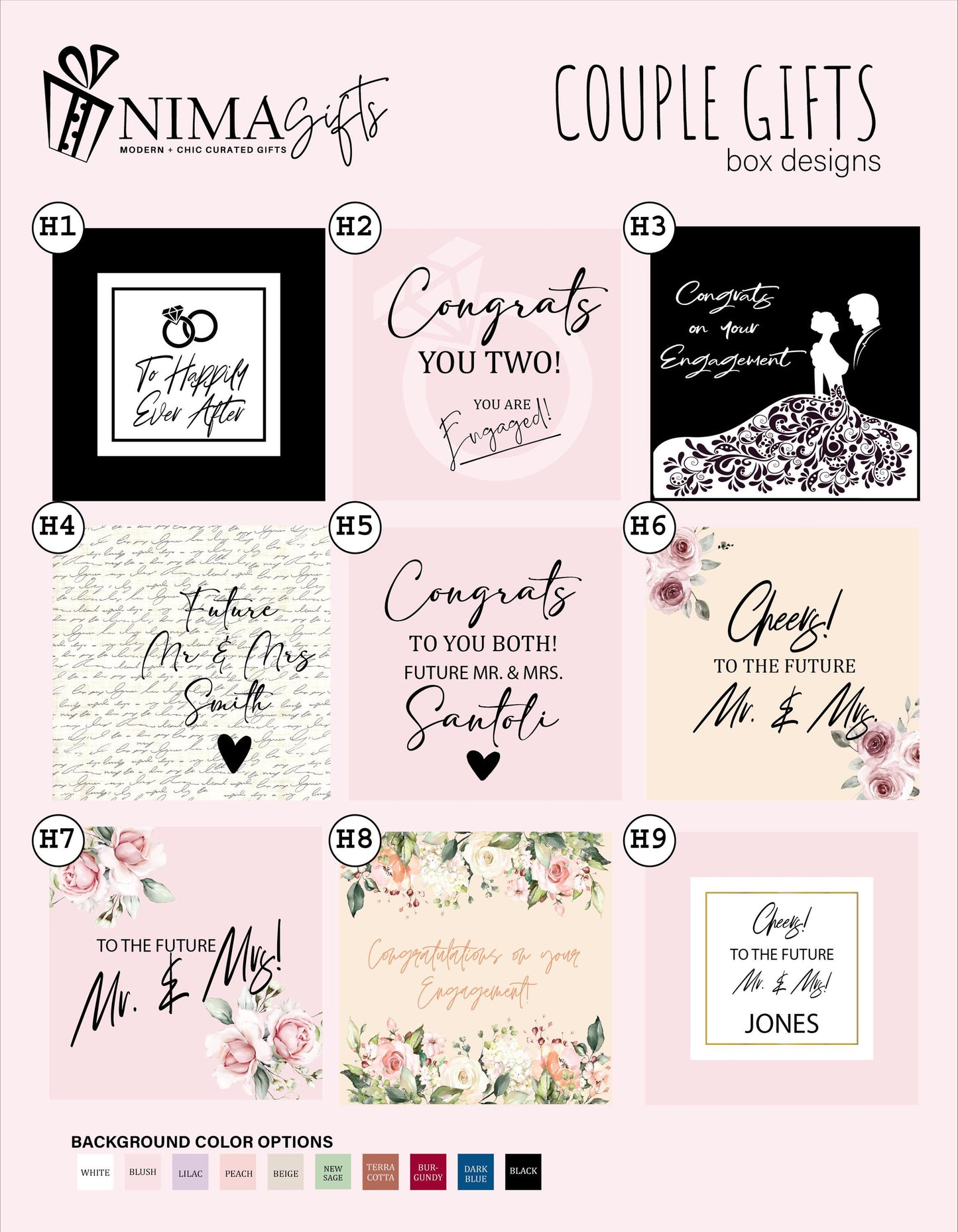 Engagement Gift for Couple, Personalized Engagement Gift Box, Mr and Mrs Gift Set, Custom Gift for Her and Him - EGFC03T