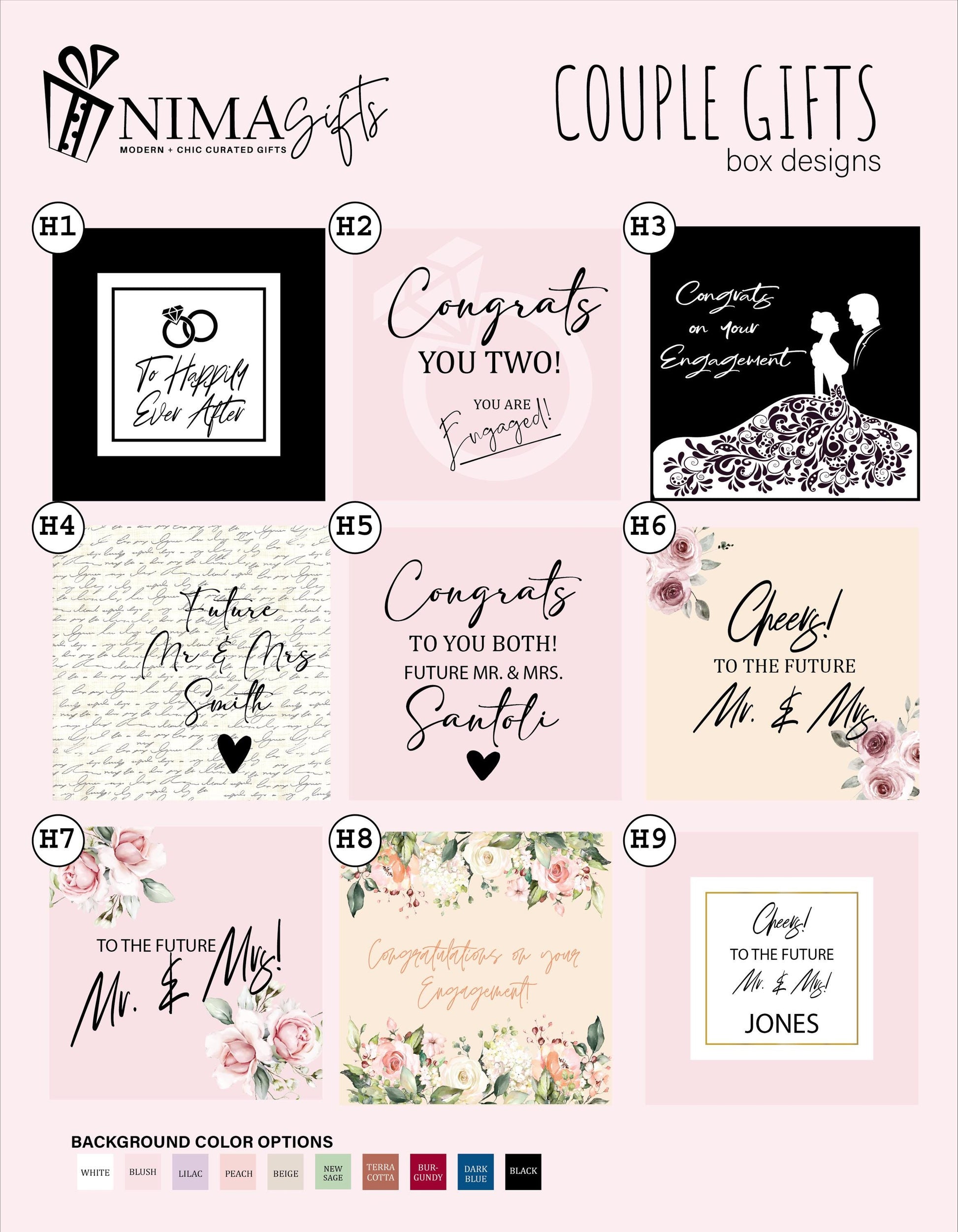 Engagement Gift for Couple, Personalized Engagement Gift Box, Mr and Mrs Gift Set, Custom Gift for Her and Him - EGFC03T