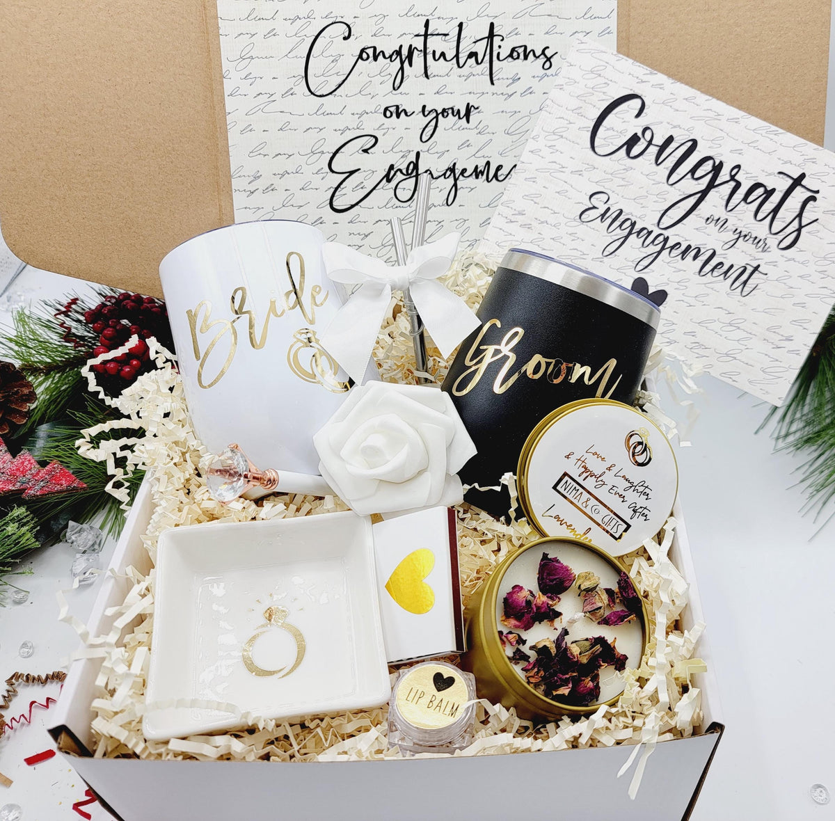 Personalized Engagement Gift Box for Couple | Mr & Mrs Keepsake Gift | NIMA Gifts