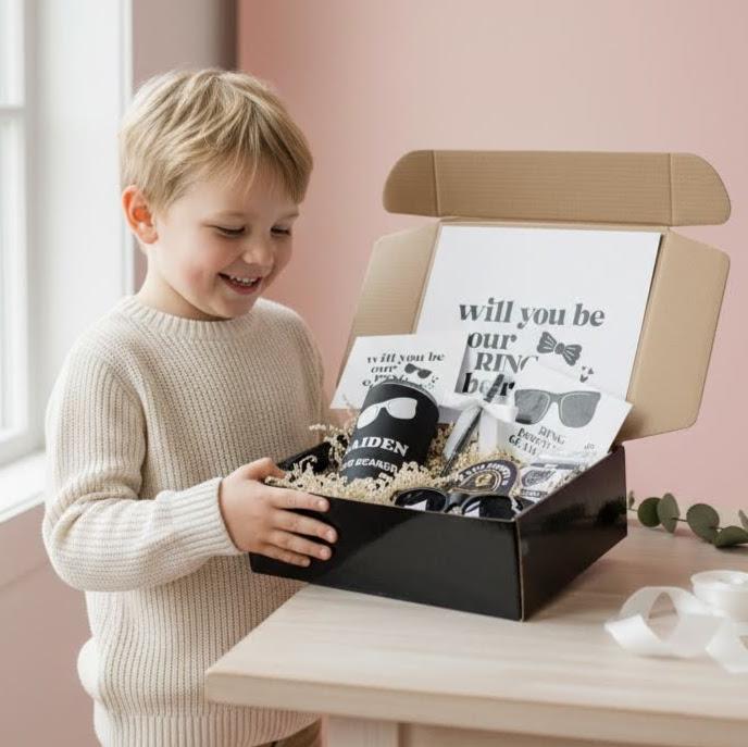 Personalized Ring Security Proposal Gift Box | Ring Bearer Gift Set with Tumbler, Badge & Sunglasses | NIMA Gifts - RBGB02