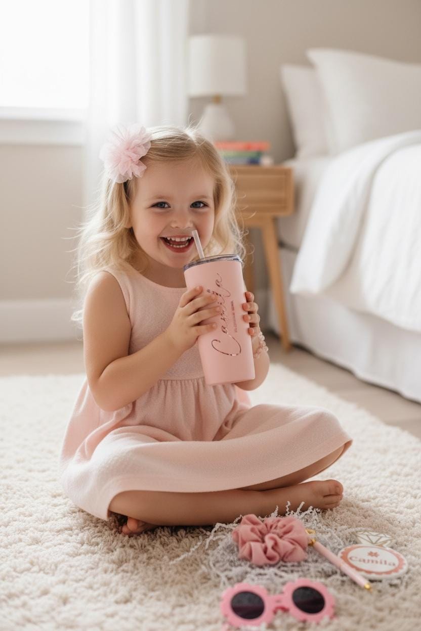Personalized Flower Girl Tumbler | 12oz Skinny Mini Kids Cup for Flower Girls & Ring Bearers | NIMA Gifts - FGTG001