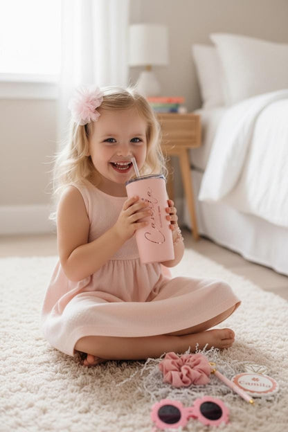 Personalized Flower Girl Tumbler | 12oz Skinny Mini Kids Cup for Flower Girls & Ring Bearers | NIMA Gifts - FGTG001