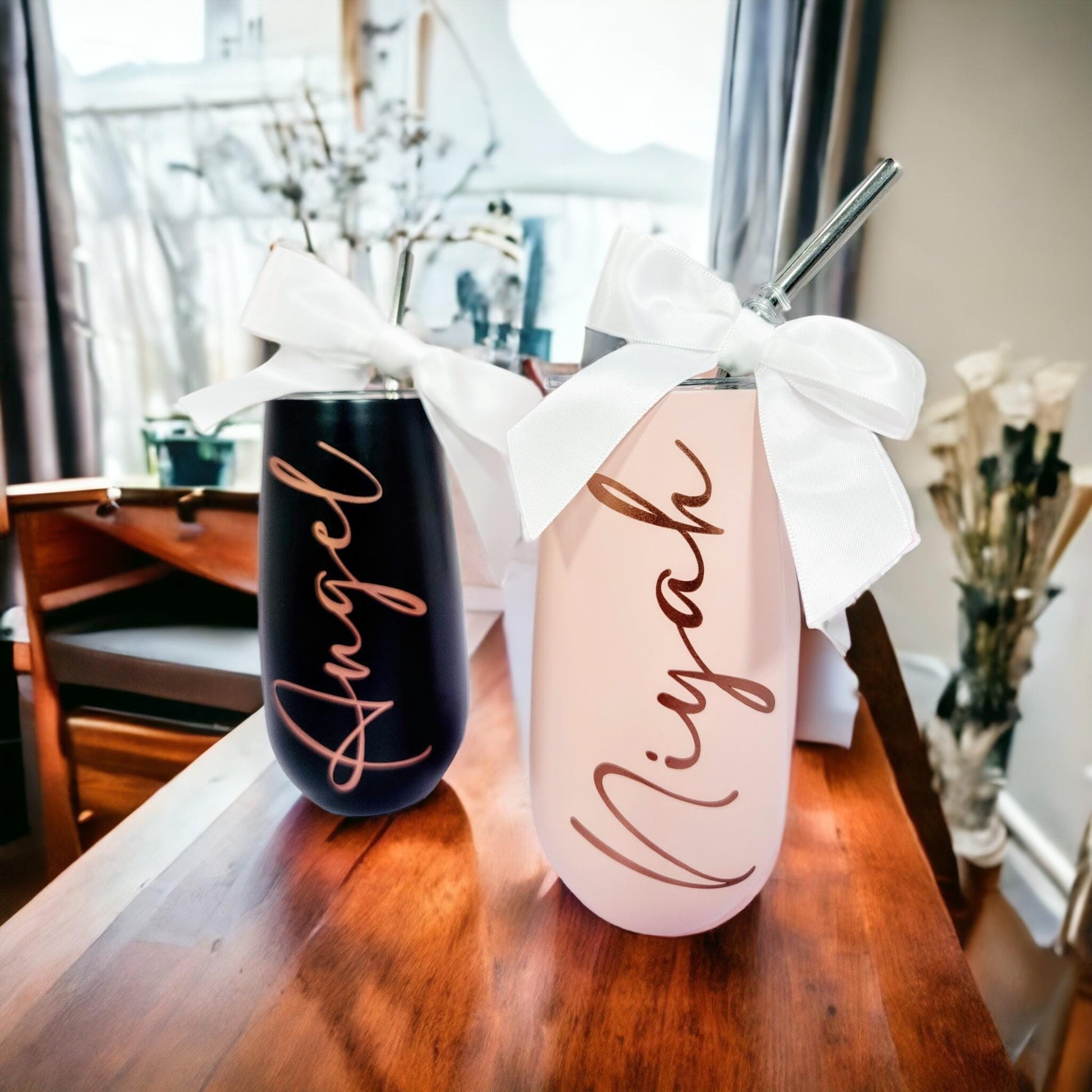 Personalized Bridesmaid Proposal Champagne Flute, Custom Stemless Tumbler for Bridal Party Gift