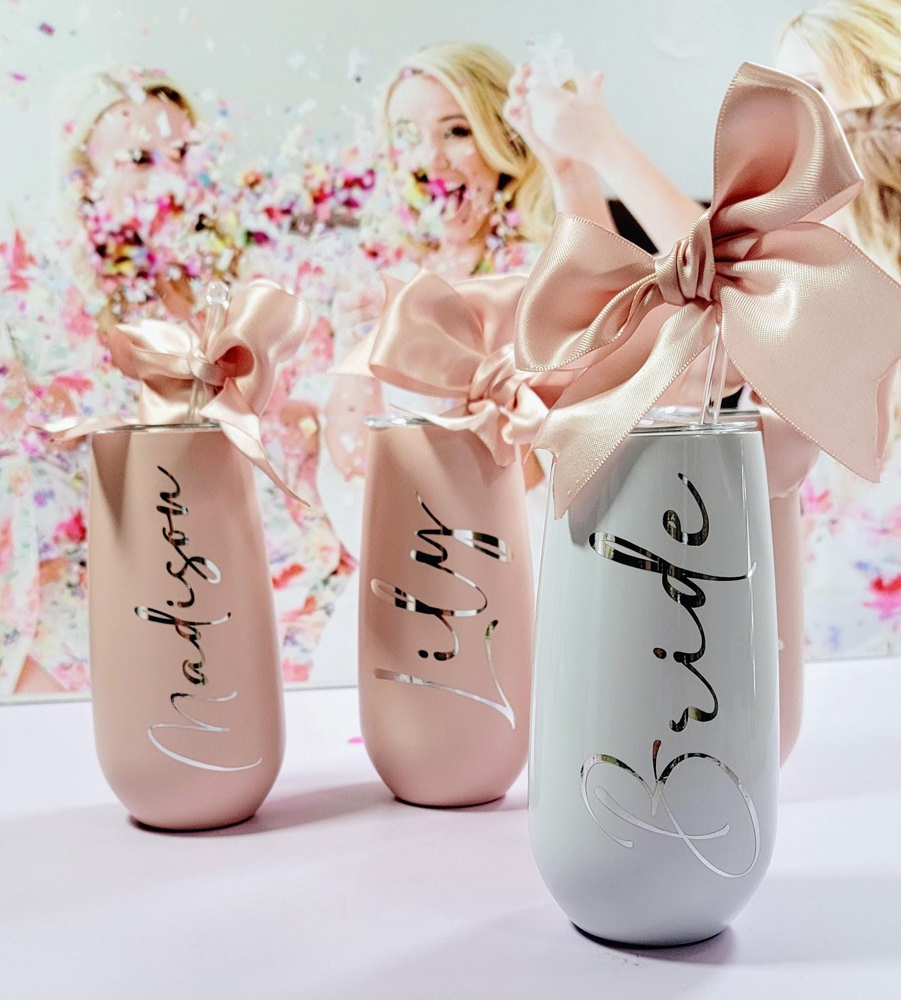 Personalized Bridesmaid Proposal Champagne Flute, Custom Stemless Tumbler for Bridal Party Gift